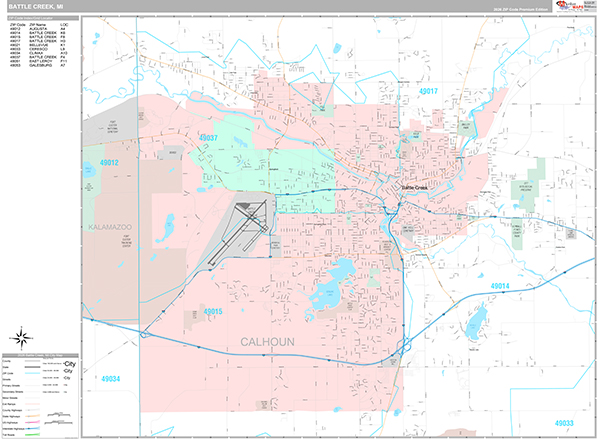 Battle Creek Wall Map